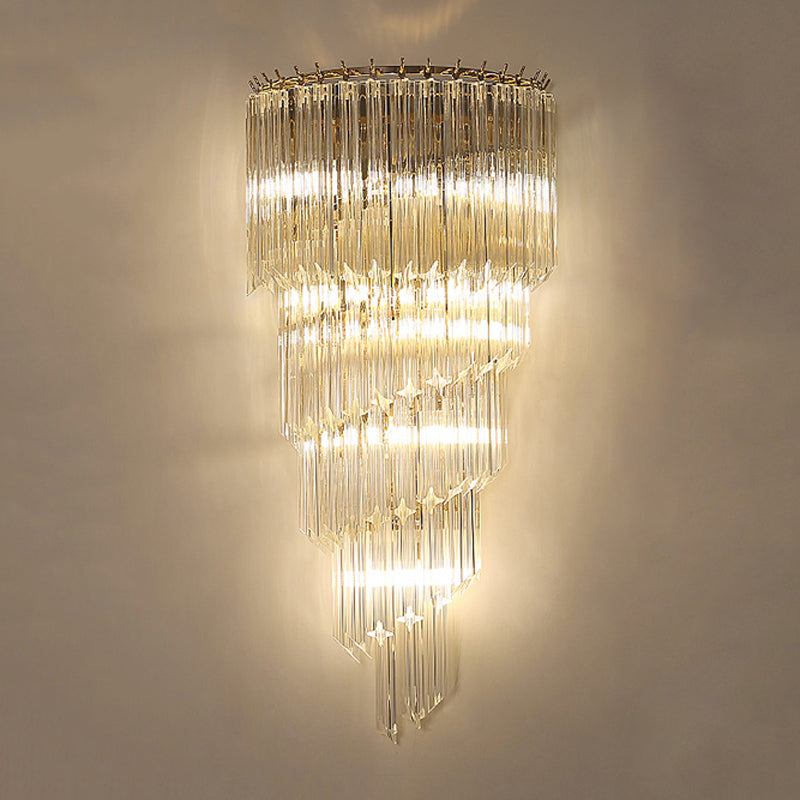 Modern Style Tiered Shape Wall Lamp Crystal Sconces for Bedroom