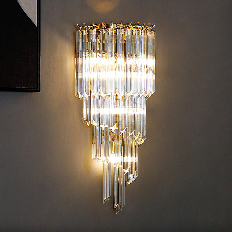 Modern Style Tiered Shape Wall Lamp Crystal Sconces for Bedroom
