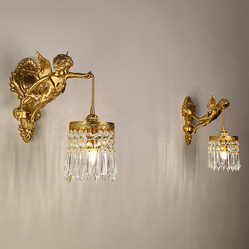 Modern Style Wall Lamp Crystal 1 Light Sconces in Gold for Bedroom