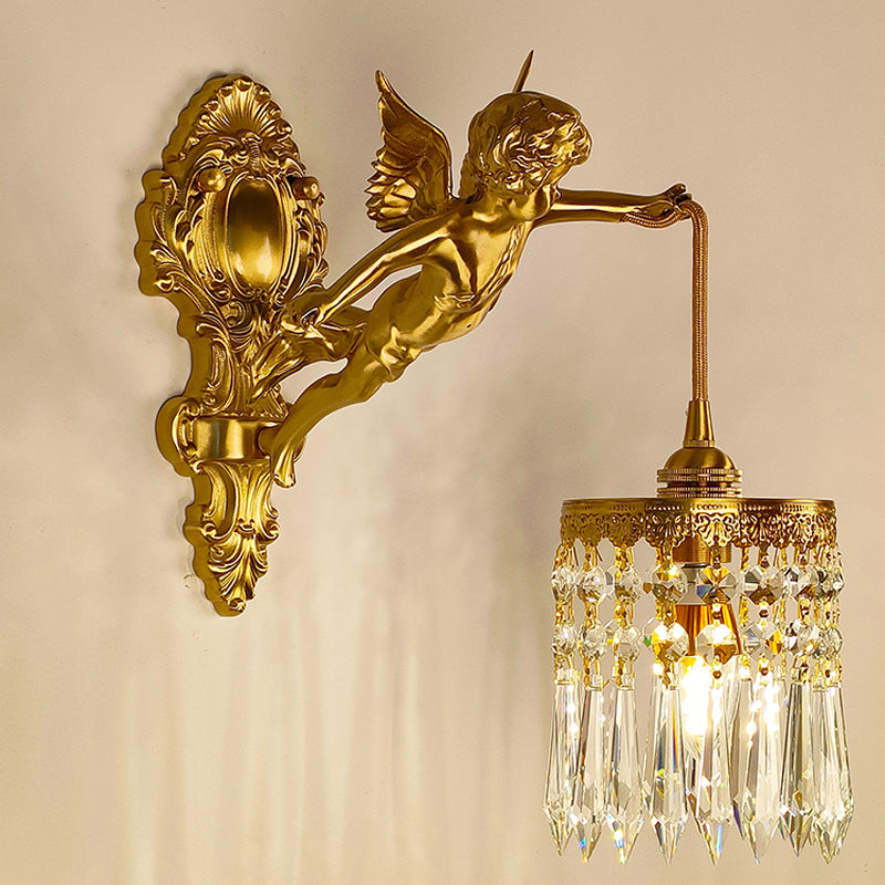 Modern Style Wall Lamp Crystal 1 Light Sconces in Gold for Bedroom
