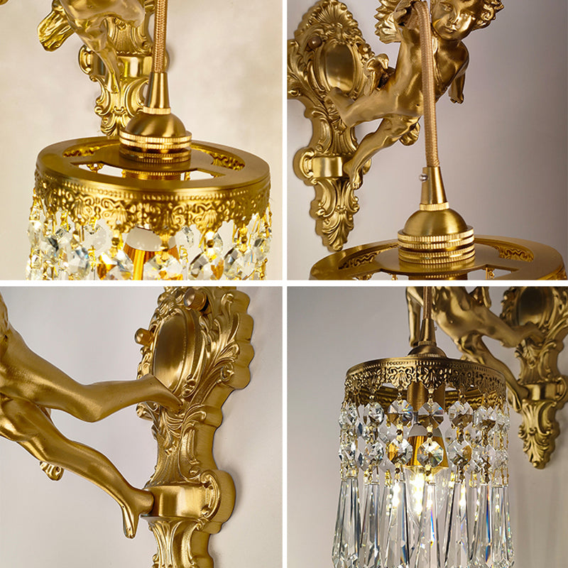 Modern Style Wall Lamp Crystal 1 Light Sconces in Gold for Bedroom