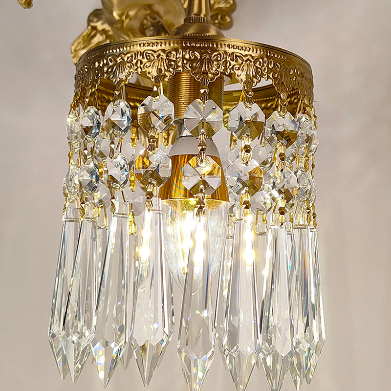 Modern Style Wall Lamp Crystal 1 Light Sconces in Gold for Bedroom