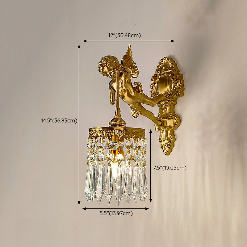 Modern Style Wall Lamp Crystal 1 Light Sconces in Gold for Bedroom