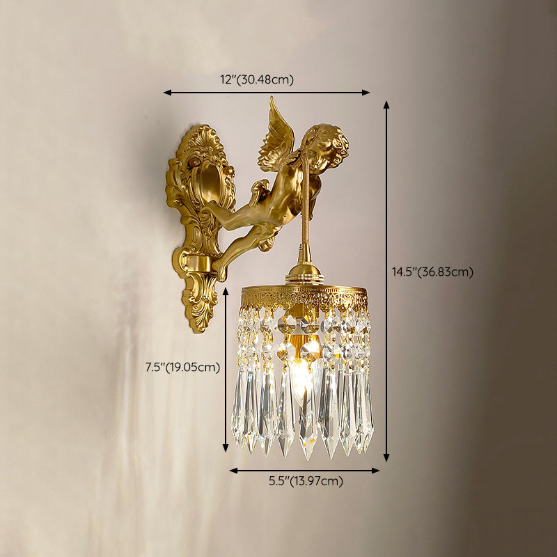 Modern Style Wall Lamp Crystal 1 Light Sconces in Gold for Bedroom