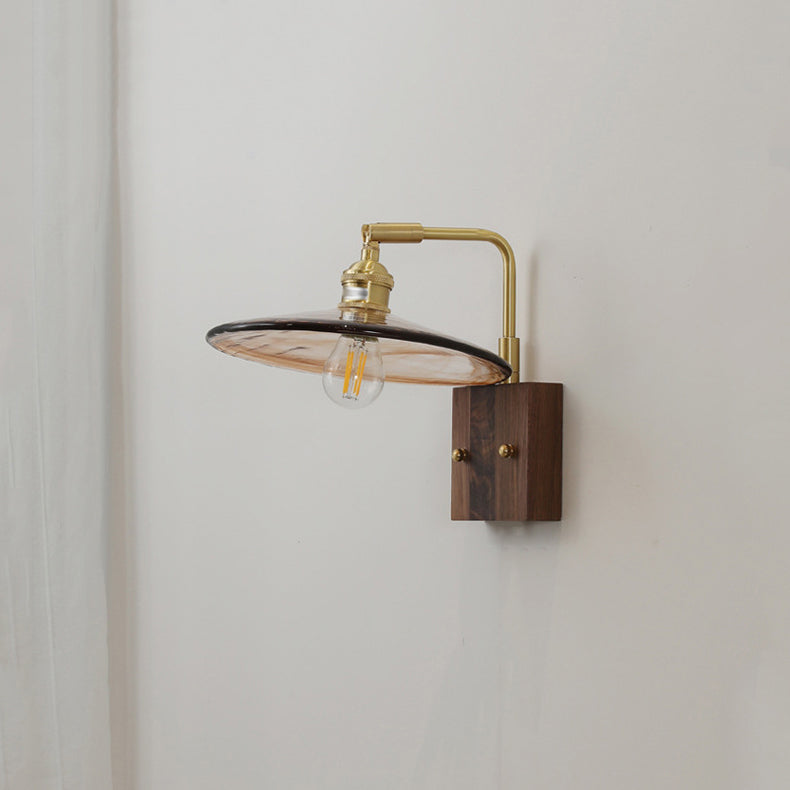 Modern Style Wood Wall Lamp 1 Light Sconces in Brown for Bedroom