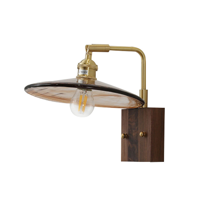 Modern Style Wood Wall Lamp 1 Light Sconces in Brown for Bedroom