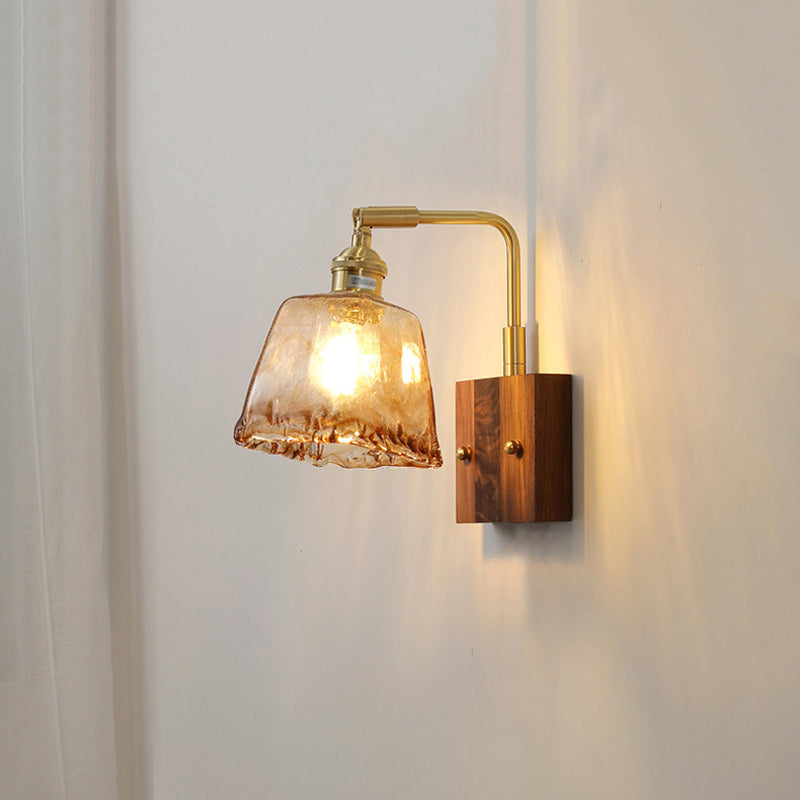 Modern Style Wood Wall Lamp 1 Light Sconces in Brown for Bedroom