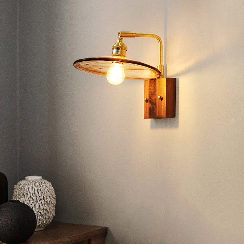 Modern Style Wood Wall Lamp 1 Light Sconces in Brown for Bedroom