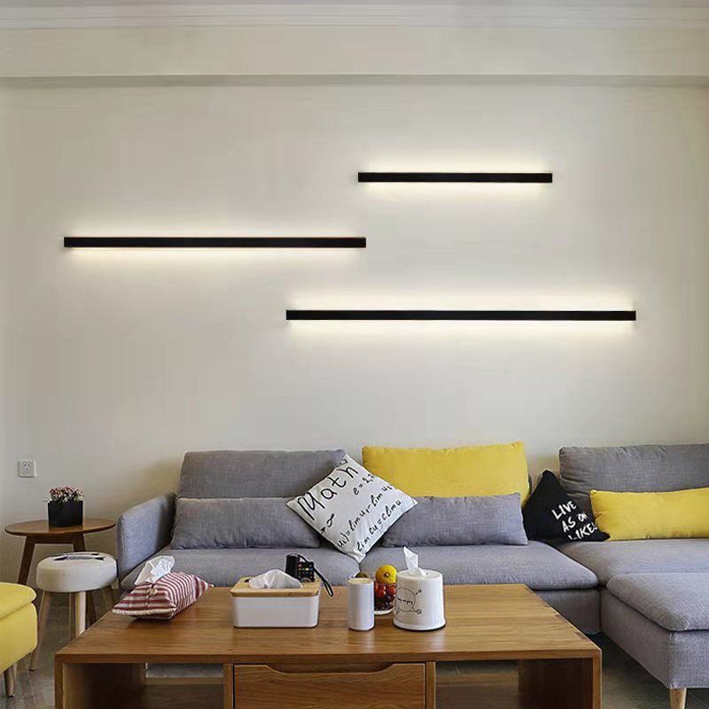 Simplicity Linear Sconce Light Metal 1 Light Wall Lamp in Black