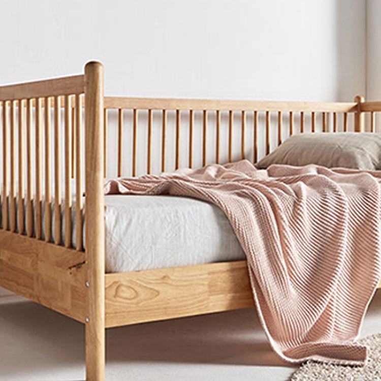 Farmhouse Solid Wood Nursery Crib with Guardrail 33.46" High