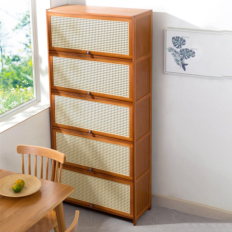 Contemporary Simple Rectangular Bamboo Cabinet with Doors in Brone