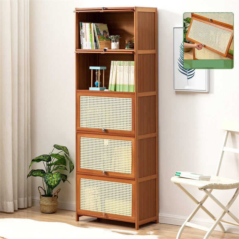 Contemporary Simple Rectangular Bamboo Cabinet with Doors in Brone