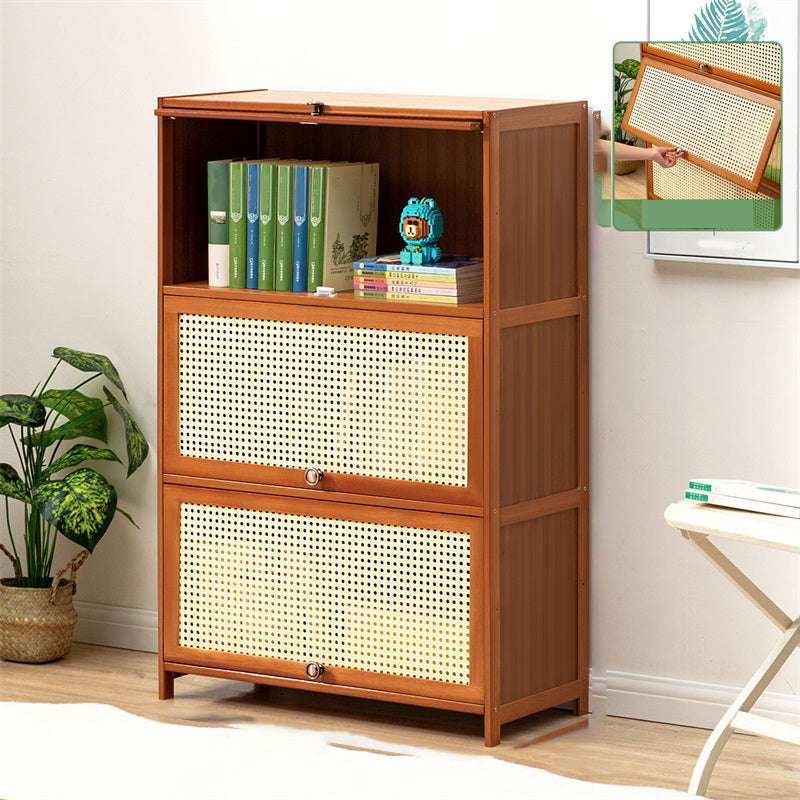Contemporary Simple Rectangular Bamboo Cabinet with Doors in Brone
