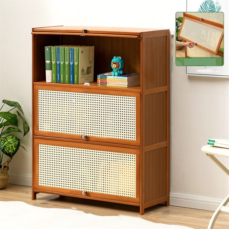 Contemporary Simple Rectangular Bamboo Cabinet with Doors in Brone