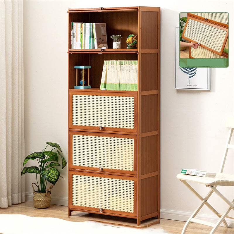 Contemporary Simple Rectangular Bamboo Cabinet with Doors in Brone