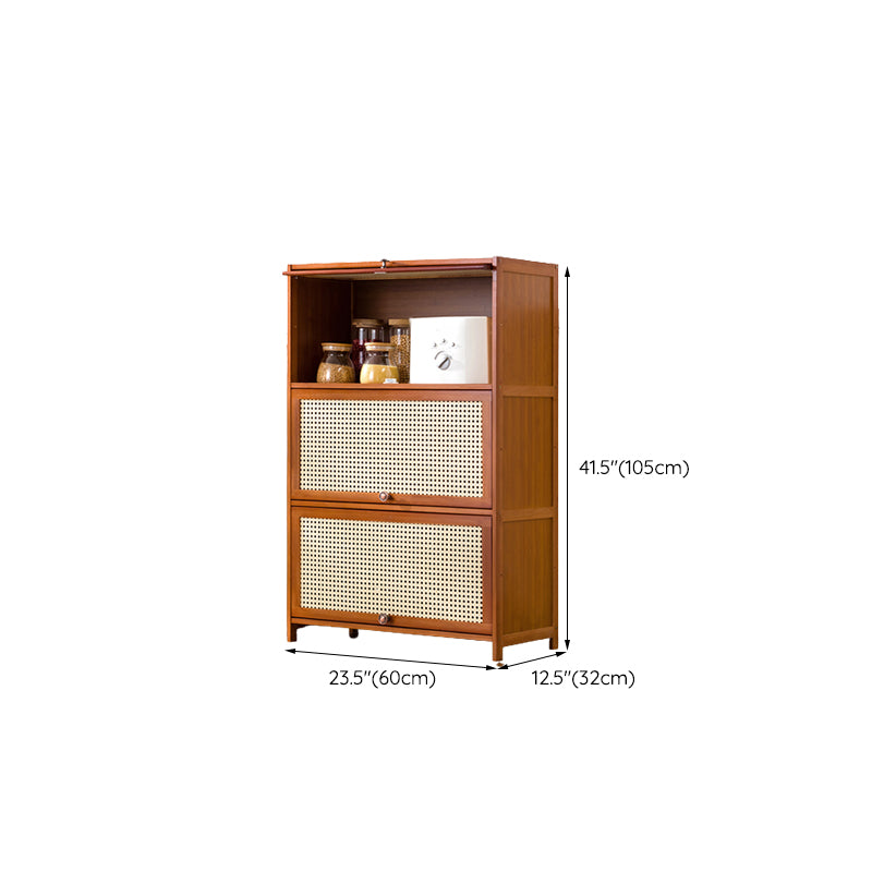 Contemporary Simple Rectangular Bamboo Cabinet with Doors in Brone