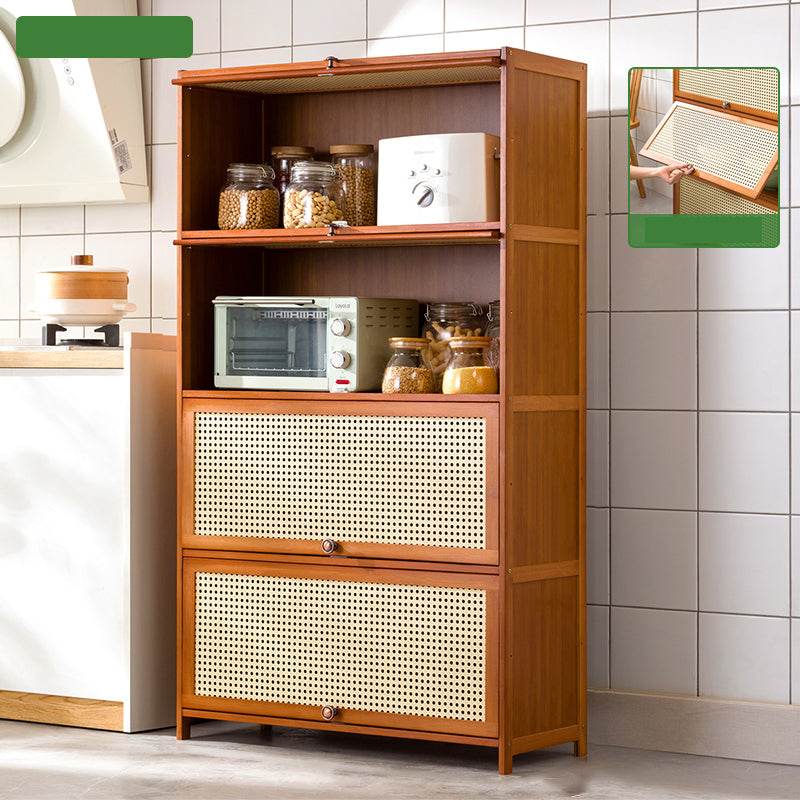 Mid-Century Modern Rectangle Cabinet with Wicker&Rattan Doors