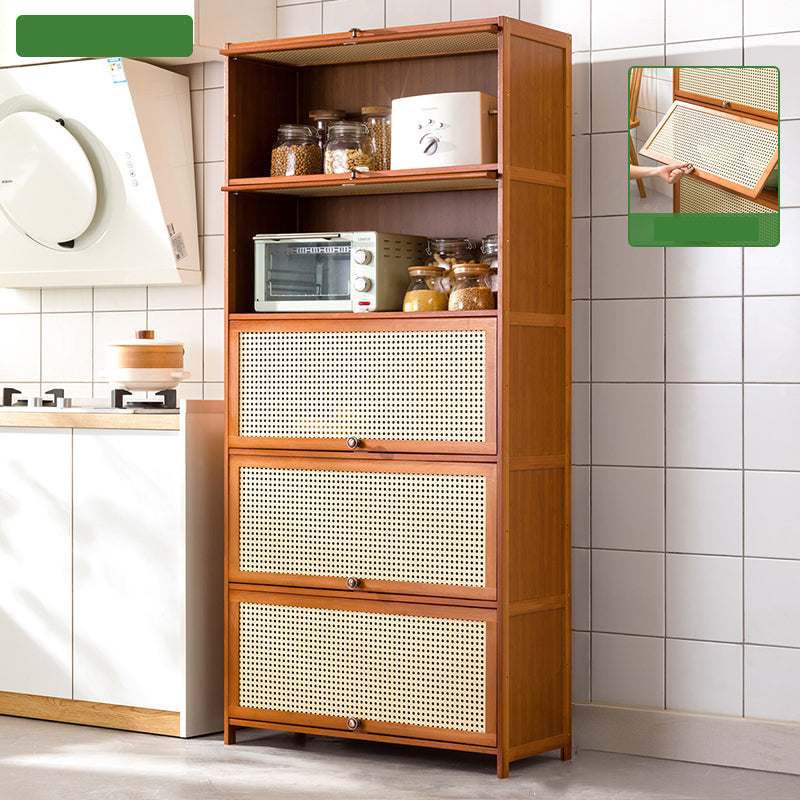 Mid-Century Modern Rectangle Cabinet with Wicker&Rattan Doors