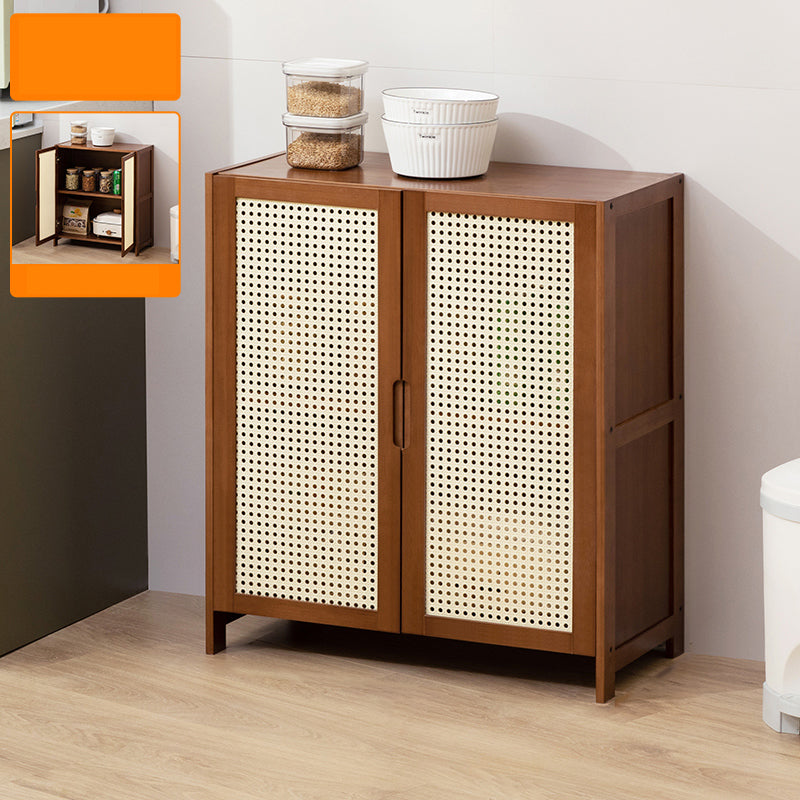 Mid-Century Modern Rectangle Cabinet with Wicker&Rattan Doors