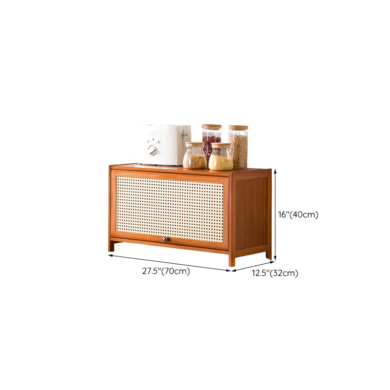 Mid-Century Modern Rectangle Cabinet with Wicker&Rattan Doors
