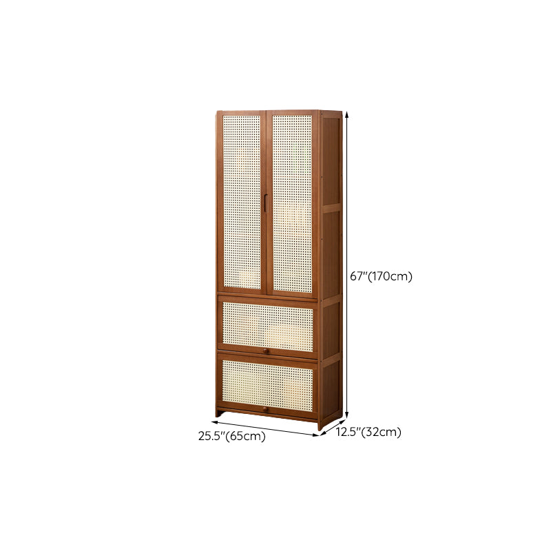 Mid-Century Modern Rectangle Cabinet with Wicker&Rattan Doors