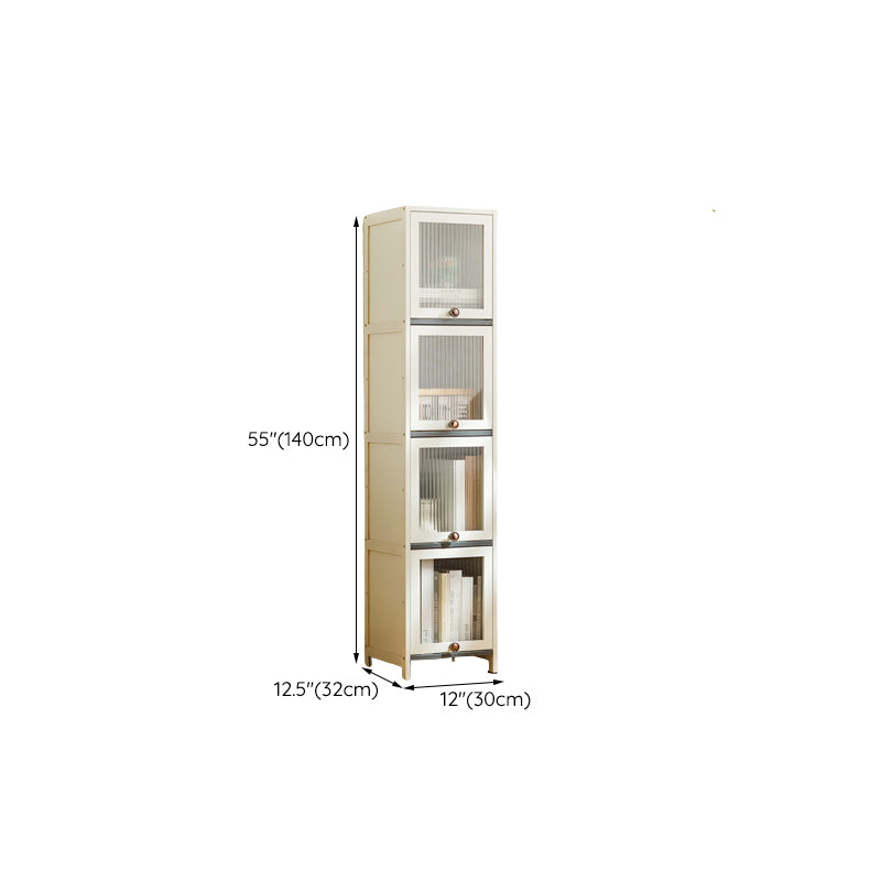 Contemporary White Cabinet with Glass Doors and Legs in Solid Wood