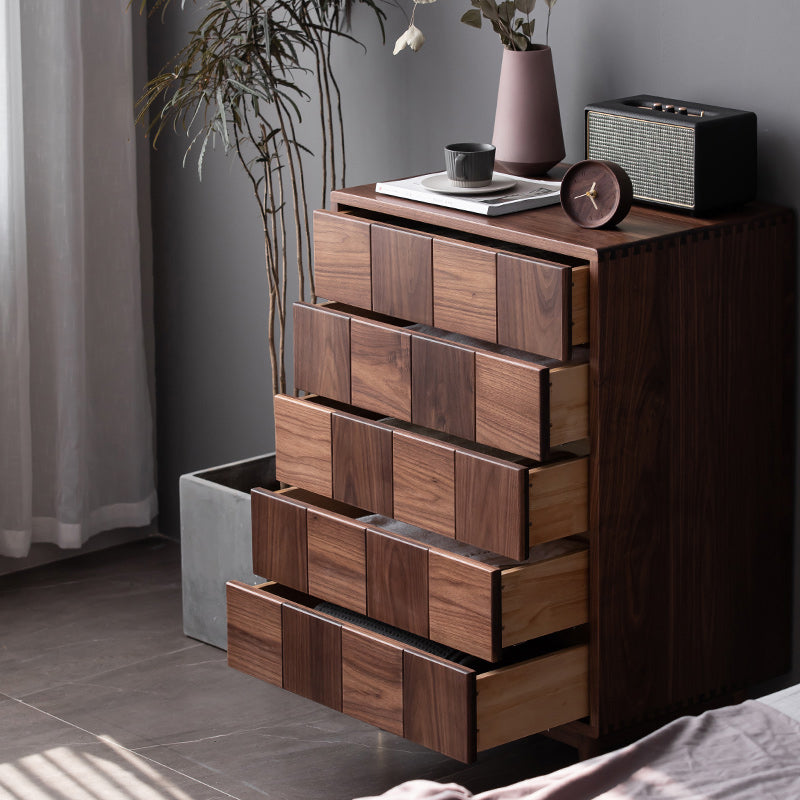 37.40" Tall Wood Accent Cabinet 5-Drawer Rectangular Accent Chest