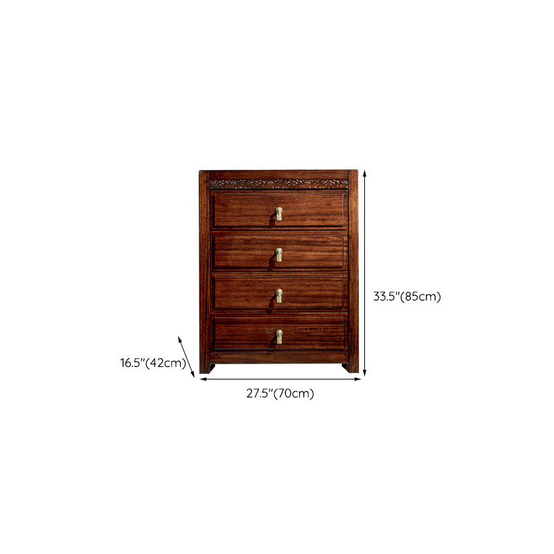 Dark Brown Drawers Chest Solid Wood Accent Chest for Living Roo