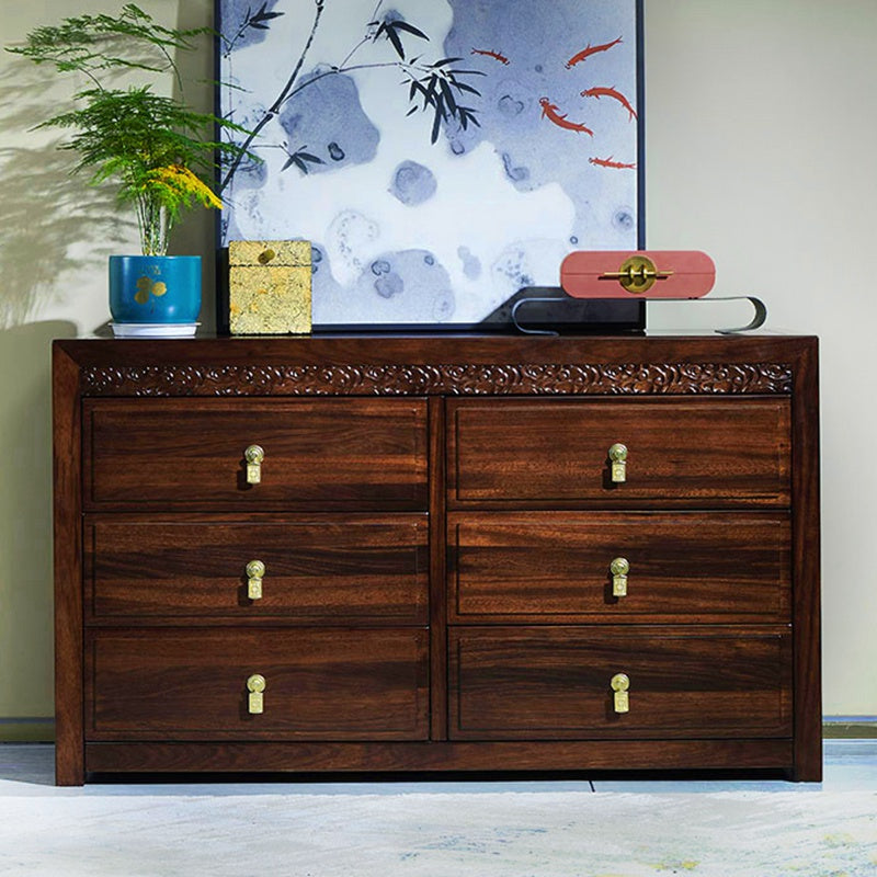 Mid-Century Modern Solid Wood Chest 27.56" Tall 6 - Drawer Accent Chest