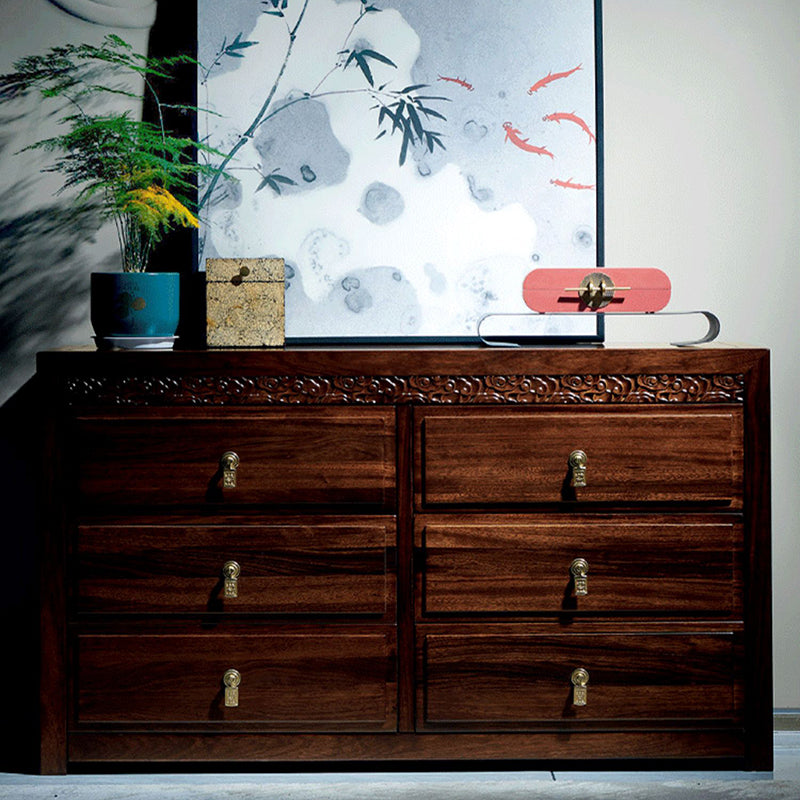 Mid-Century Modern Solid Wood Chest 27.56" Tall 6 - Drawer Accent Chest