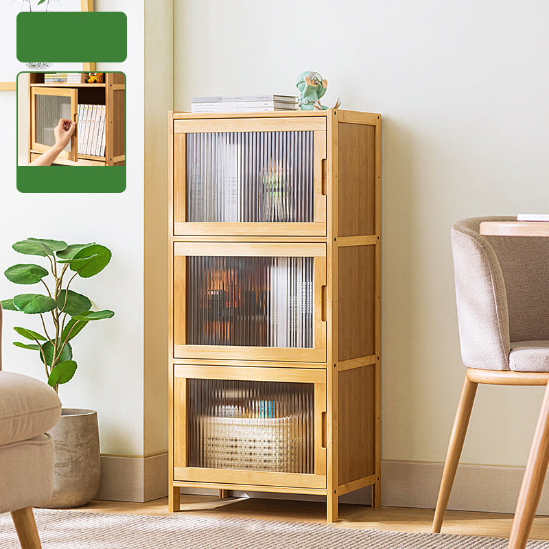 Scandinavian Accent Cabinet with Grooves Doors and Straight Legs