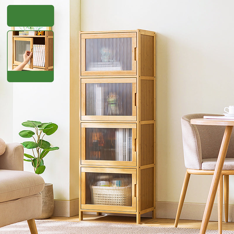 Scandinavian Accent Cabinet with Grooves Doors and Straight Legs