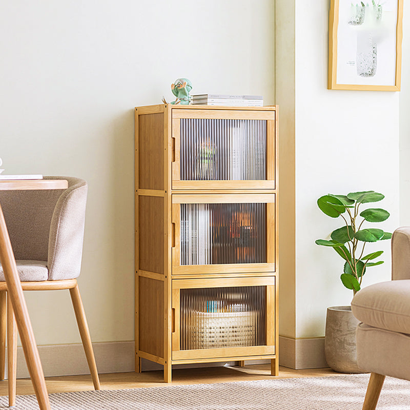 Scandinavian Accent Cabinet with Grooves Doors and Straight Legs
