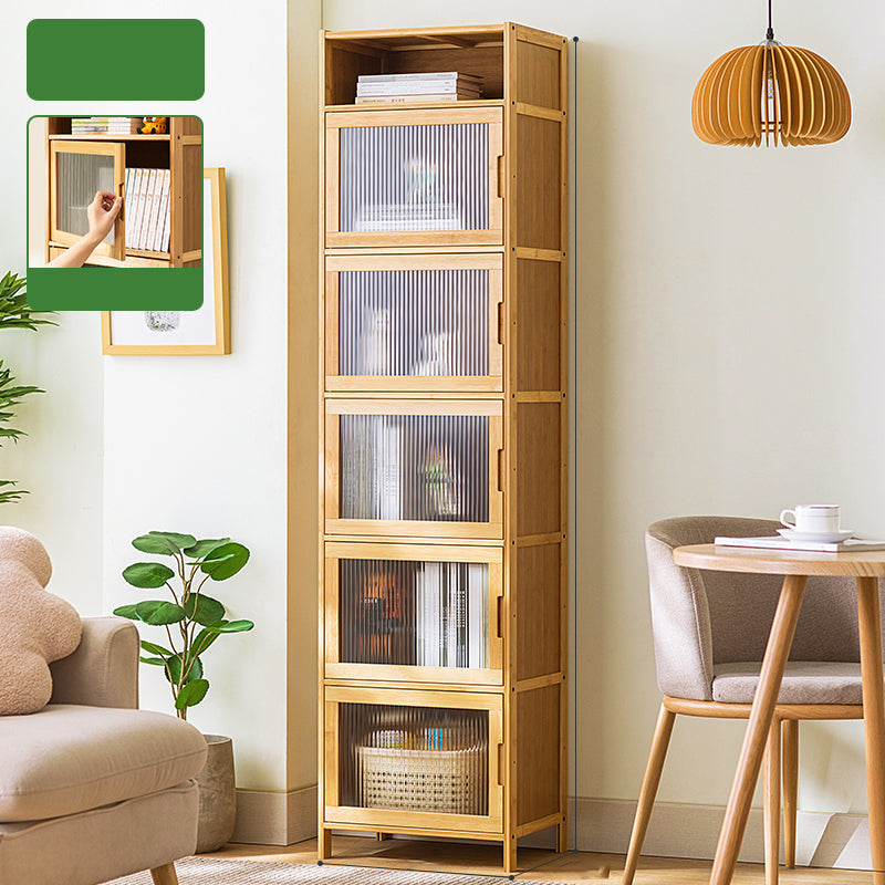 Scandinavian Accent Cabinet with Grooves Doors and Straight Legs