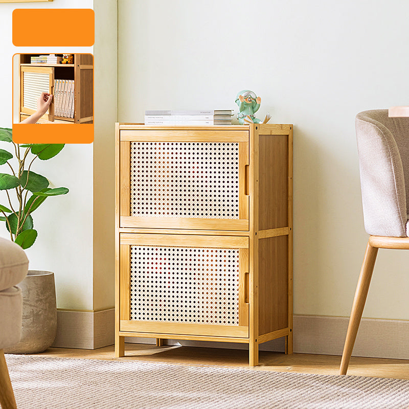Scandinavian Accent Cabinet with Grooves Doors and Straight Legs