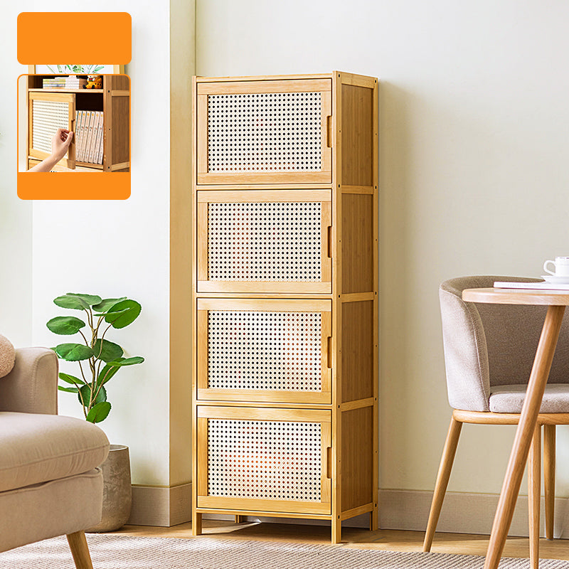 Scandinavian Accent Cabinet with Grooves Doors and Straight Legs