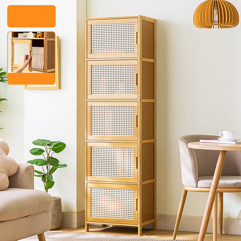 Scandinavian Accent Cabinet with Grooves Doors and Straight Legs
