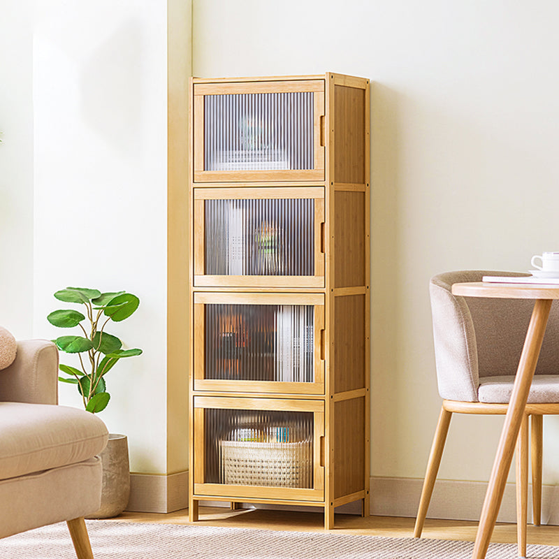 Scandinavian Accent Cabinet with Grooves Doors and Straight Legs
