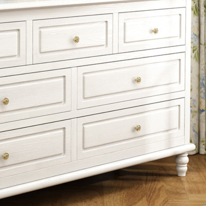 Mid-Century Modern White Chest with 7 Drawers and Turned Legs