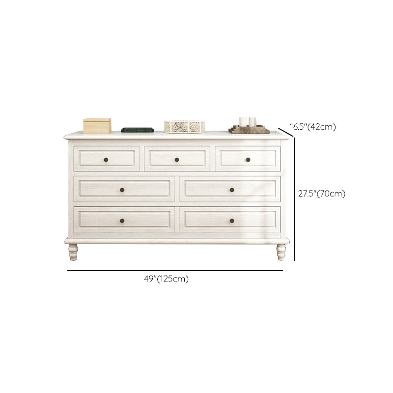 Mid-Century Modern White Chest with 7 Drawers and Turned Legs