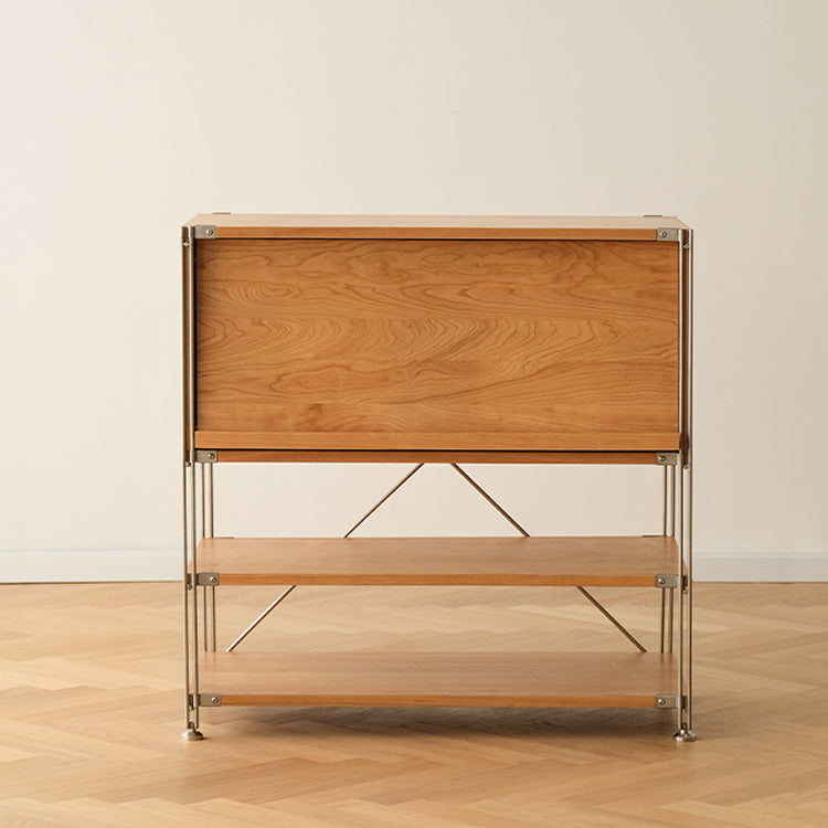 Industrial Accent Cabinet with 2 Shelves and 1 Door in Solid Wood