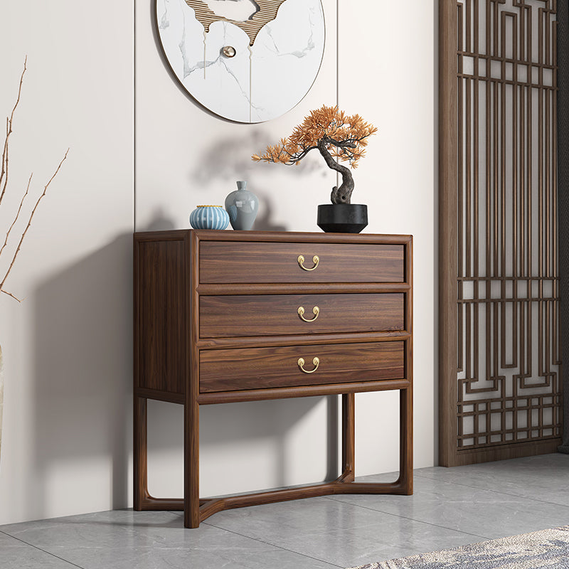 Dark Brown 3 Drawers Chest 14.97" Wide Solid Wood Accent Chest
