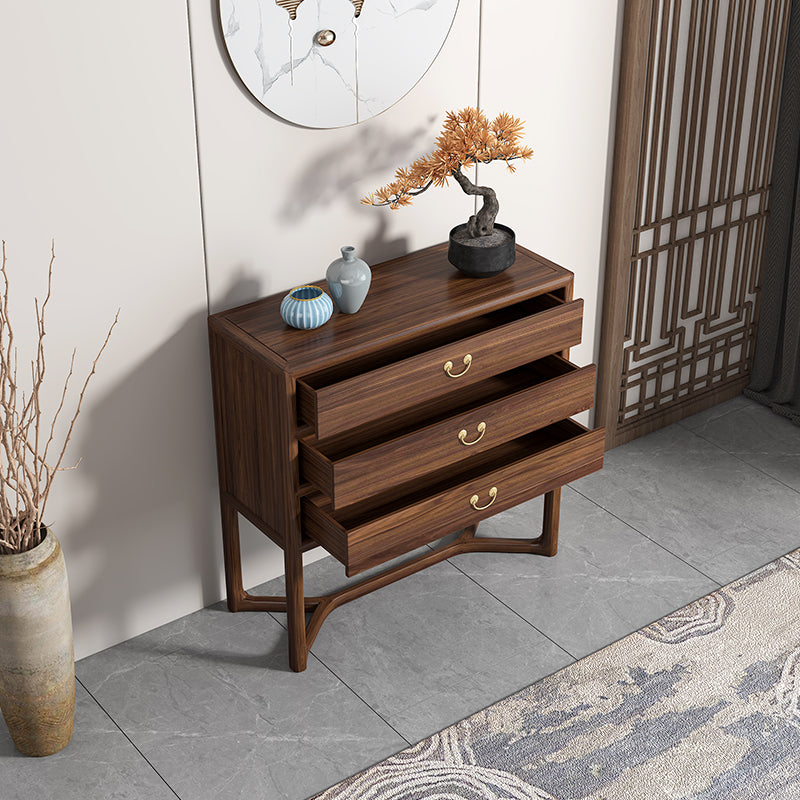 Dark Brown 3 Drawers Chest 14.97" Wide Solid Wood Accent Chest