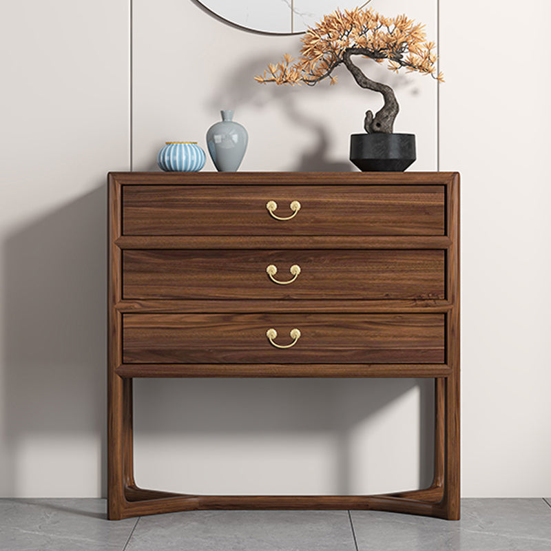 Dark Brown 3 Drawers Chest 14.97" Wide Solid Wood Accent Chest