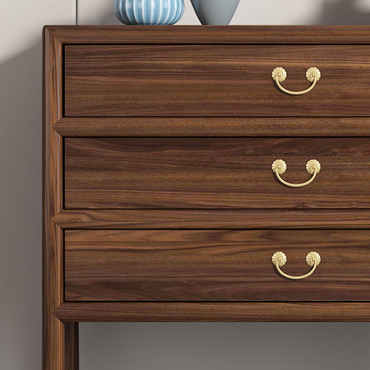 Dark Brown 3 Drawers Chest 14.97" Wide Solid Wood Accent Chest