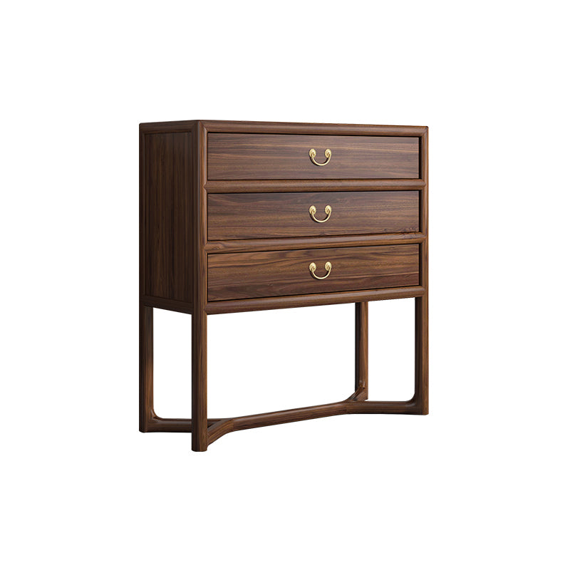 Dark Brown 3 Drawers Chest 14.97" Wide Solid Wood Accent Chest