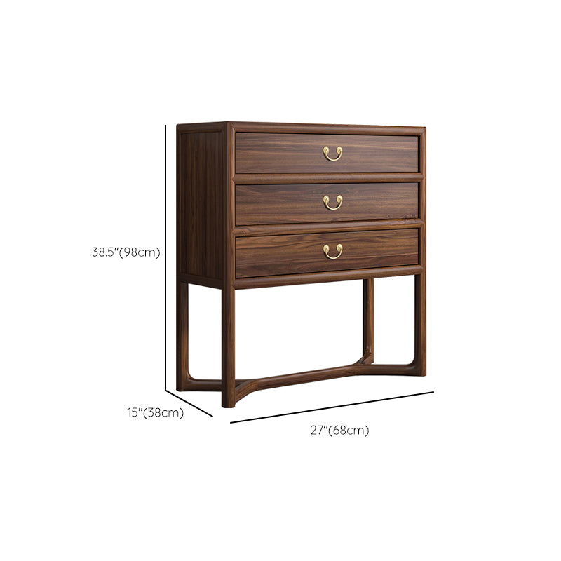 Dark Brown 3 Drawers Chest 14.97" Wide Solid Wood Accent Chest