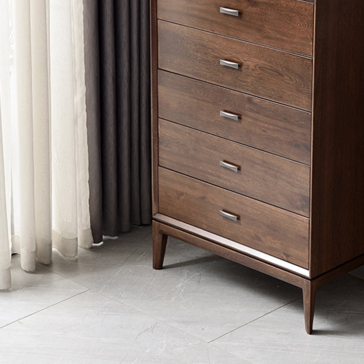 Solid Wood 5- Drawer Accent Chest Brown Chest for Living Room