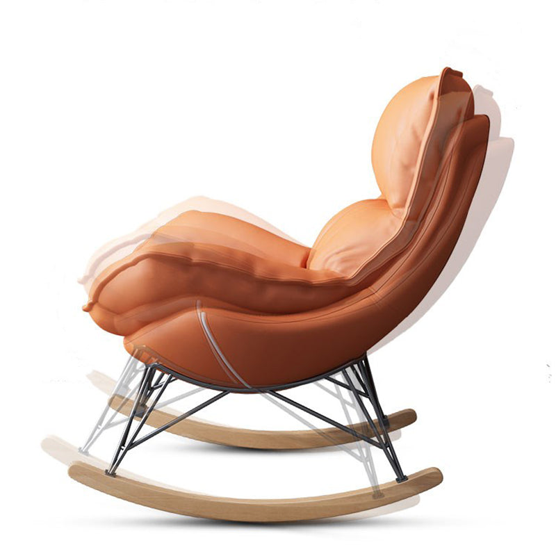 Modern Glider Chair Pure Color Metal Dark Legs Rocking Chair with Ottoman