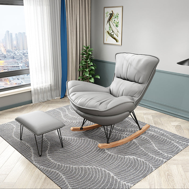 Contemporary Rocking Chair Cotton Upholstered Tufted Metal Frame Baby Rocking Chair